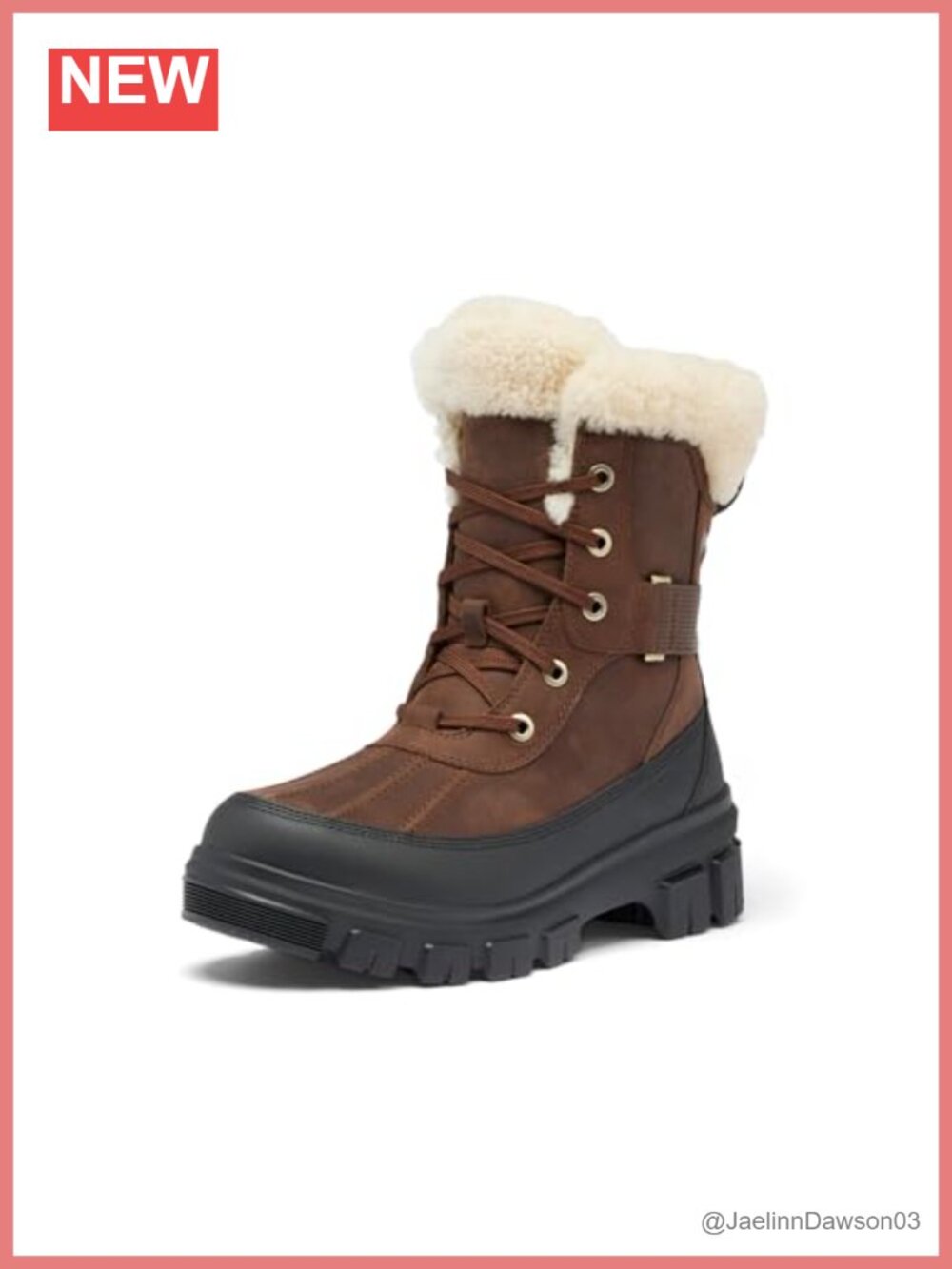 Women's Waterproof Mid-Calf Leather Snow Boots, 200g Insulation Shearling